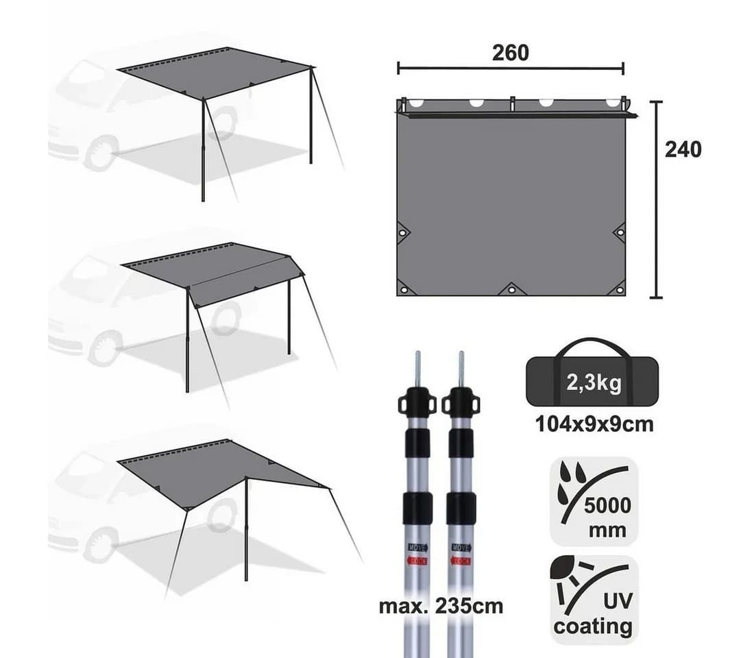 yourGEAR Motorhome Tarp Sonnensegel 260x240 cm