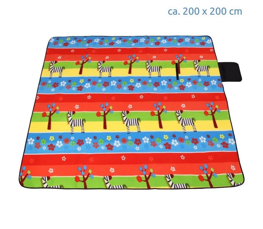 yourGEAR Kids XL Picknickdecke 200x200 Camping Fleece Decke wasserdichte & isolierte Stranddecke - Bild 3
