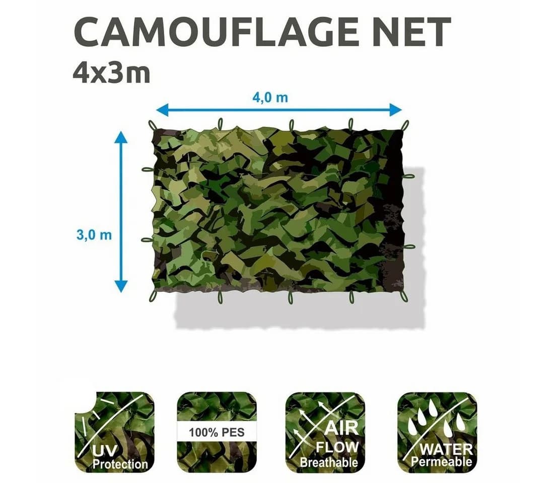 yourGEAR Tarnnetz Camouflage 3x4m UV-Schutz Wetterfest