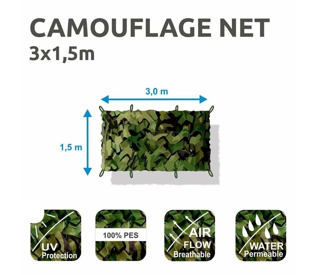 yourGEAR Tarnnetz Camouflage 1,5x3m UV-Schutz Wetterfest