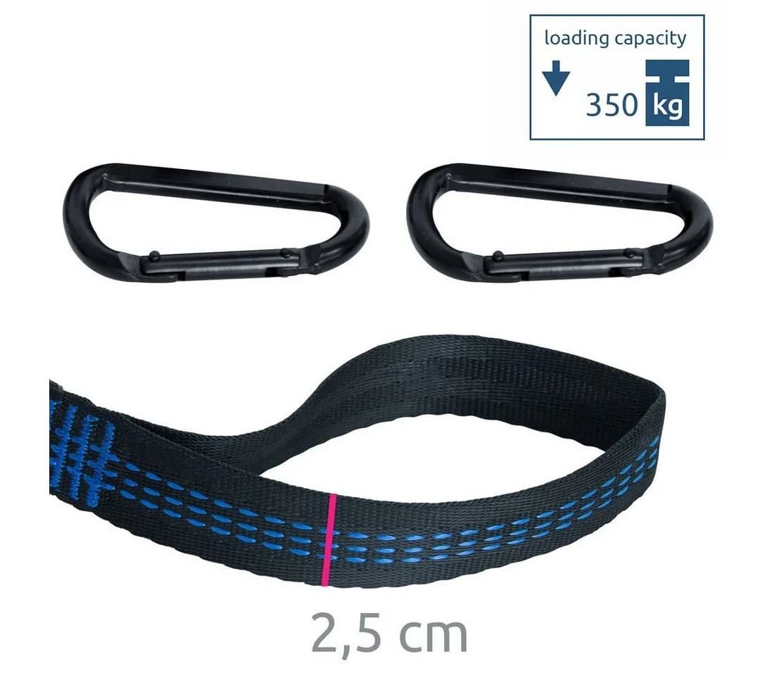 yourGEAR Hängematte Befestigungs-Set 350kg 2x280cm Gurt mit Karabinern - Bild 3