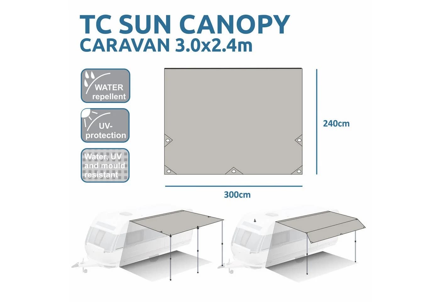 yourGEAR Caravan Tarp TC Sonnensegel Beige/Grau für Wohnwagen