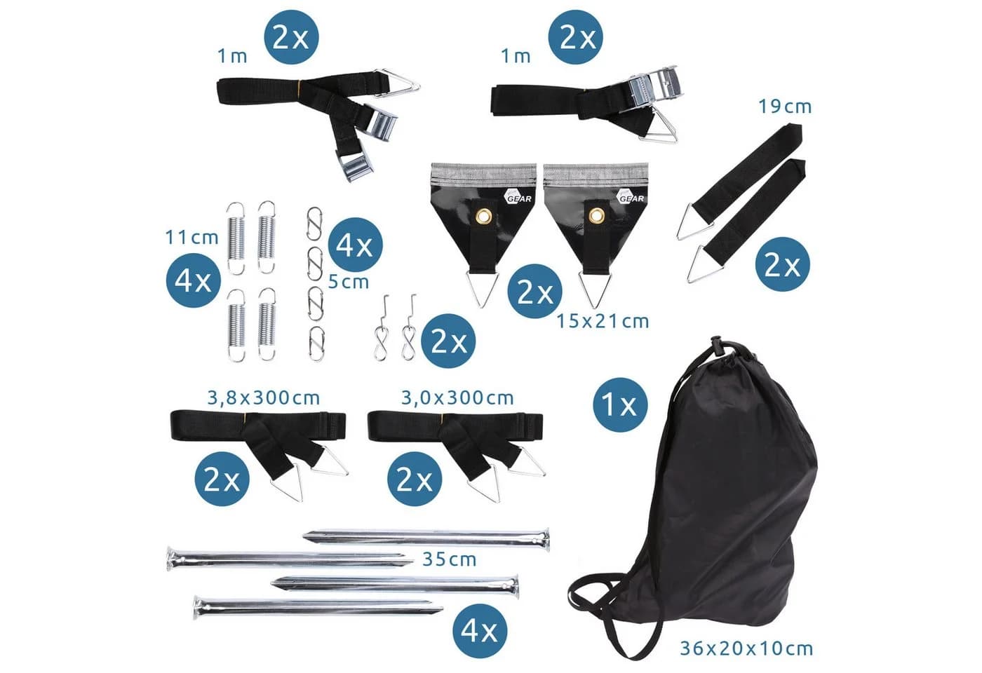 yourGEAR Storm Set Markisensicherung Sturmband Schwarz