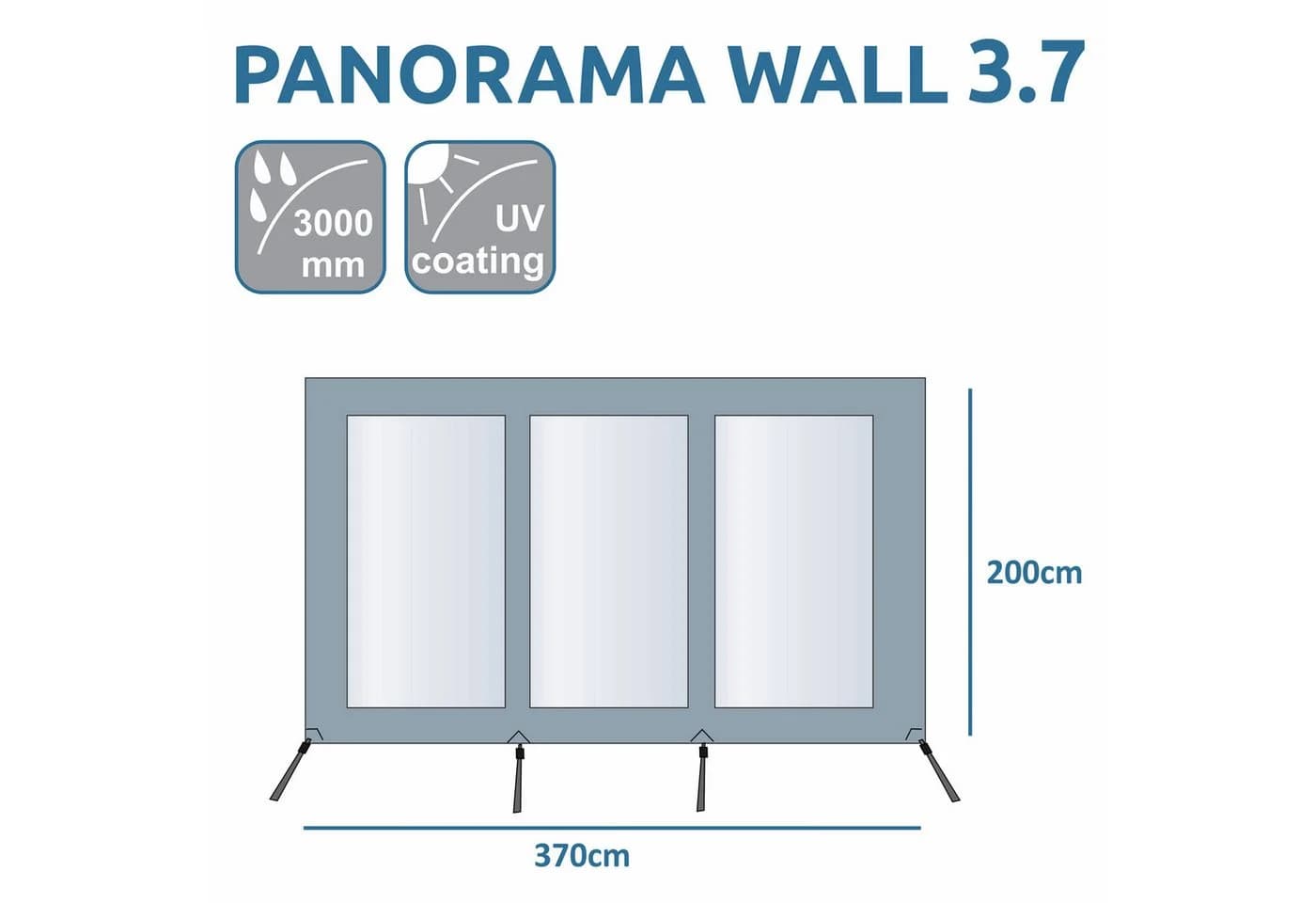 yourGEAR Panorama Wall Markisenwand 3,7 x 2 m mit Klarsichtfenstern
