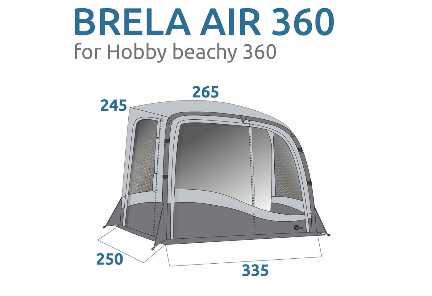 yourGEAR Brela Air 360 Aufblasbares Wohnwagenvorzelt Grau
