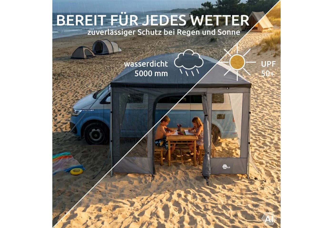 yourGEAR Vorderwand Parasol Sonnendach Grau UV 50+ - Bild 3