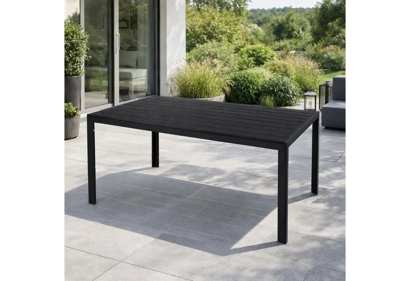 Mojawo Gartentisch Aluminium Anthrazit/Schwarz NON WOOD Tischplatte