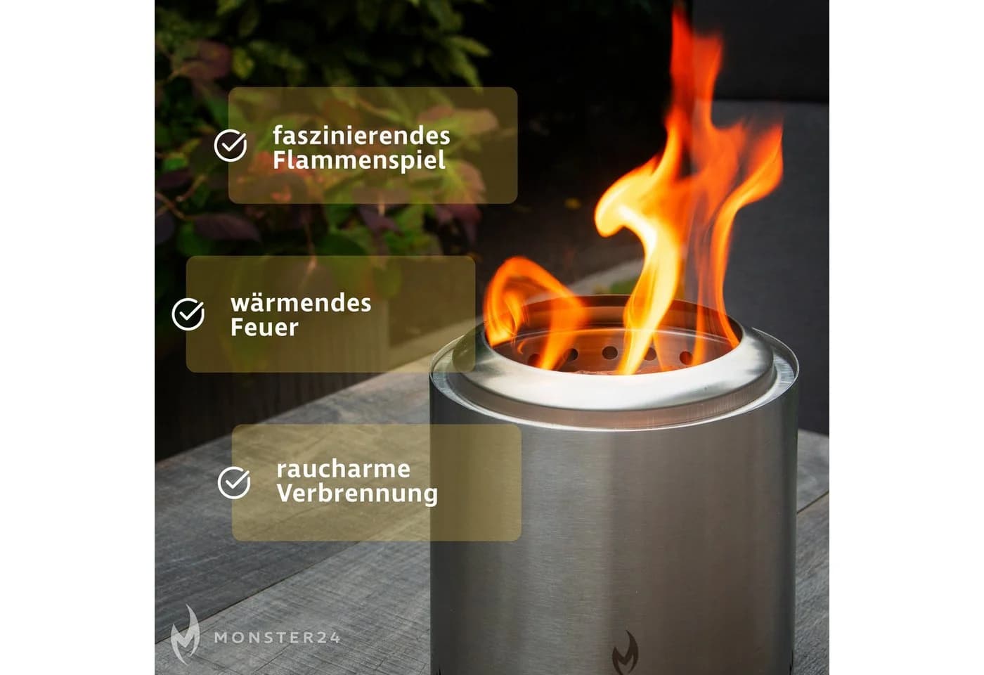 Monster24 Feuerschale Edelstahl raucharm Tischkamin - Bild 4