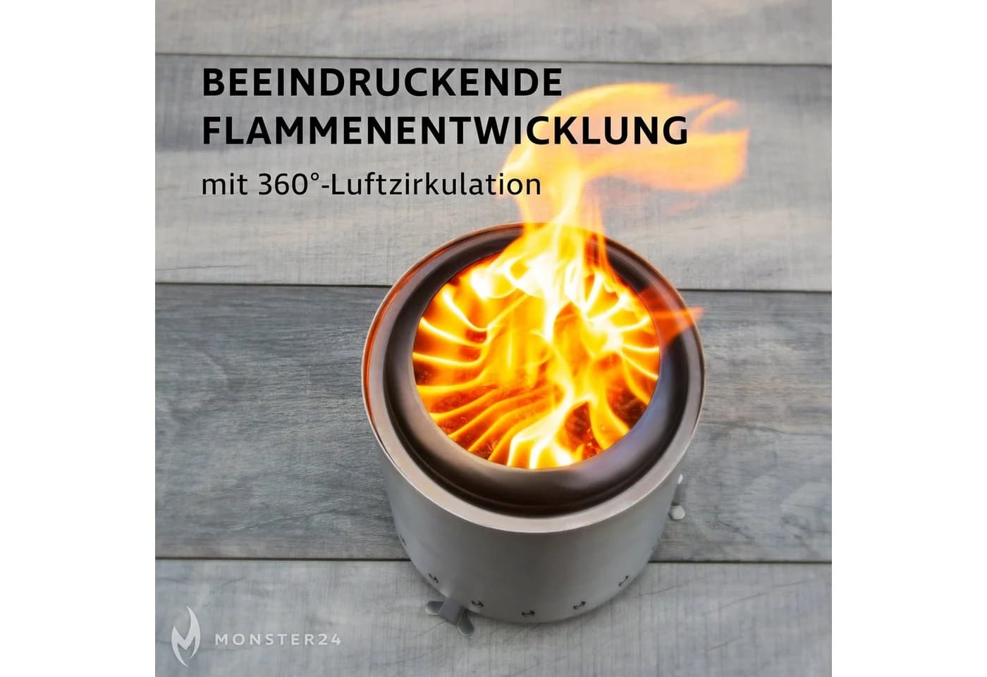 Monster24 Feuerschale Edelstahl raucharm Tischkamin - Bild 5