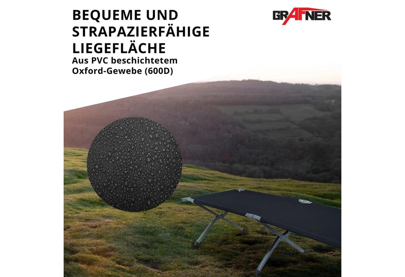 Grafner Feldbett Klappbar Campingbett Schwarz mit Tragetasche - Bild 5