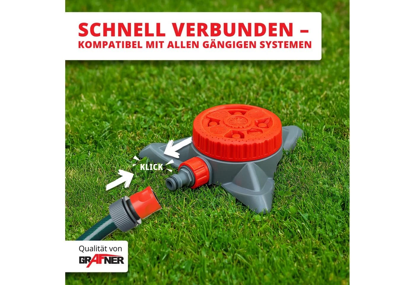 Grafner Rasensprenger Bewässerungssystem 8 Sprüh-Funktionen Rot - Bild 4