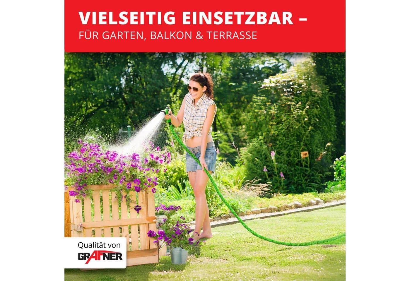 Grafner Dehnbarer Gartenschlauch 37,5 m mit Multifunktionsbrause - Bild 3