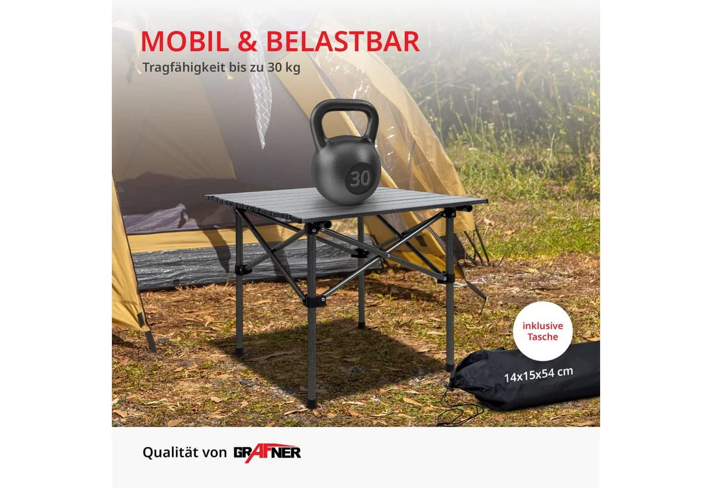 Grafner Campingtisch Klappbar Schwarz Carbon-Stahl - Bild 3