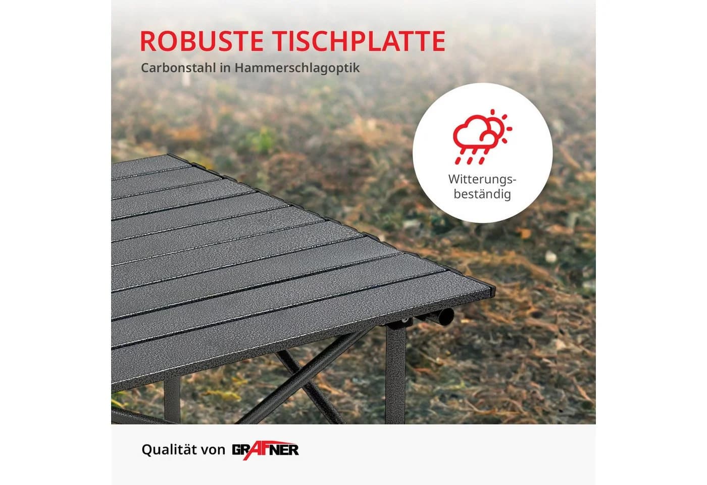 Grafner Campingtisch Klappbar Schwarz Carbon-Stahl - Bild 5
