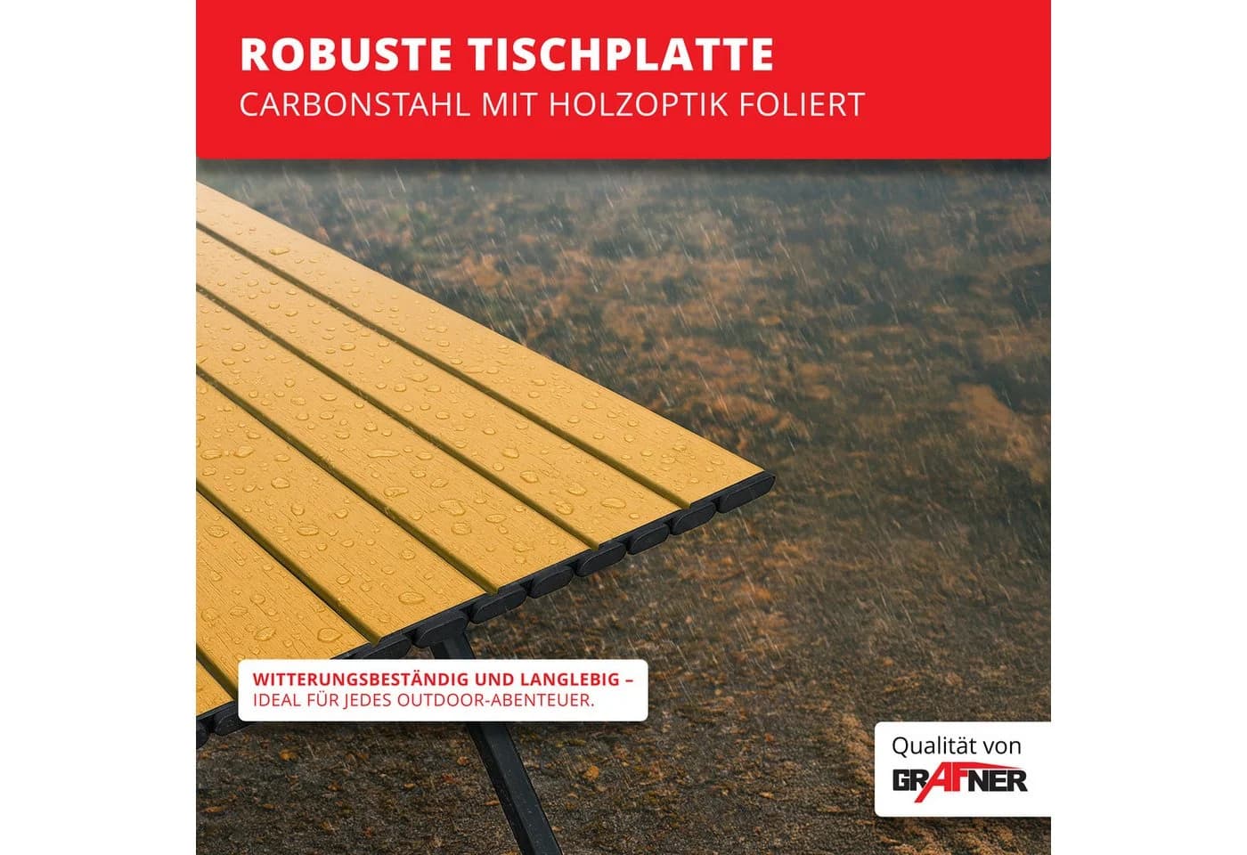 Grafner Campingtisch Klappbar Holzoptik mit Transporttasche - Bild 5