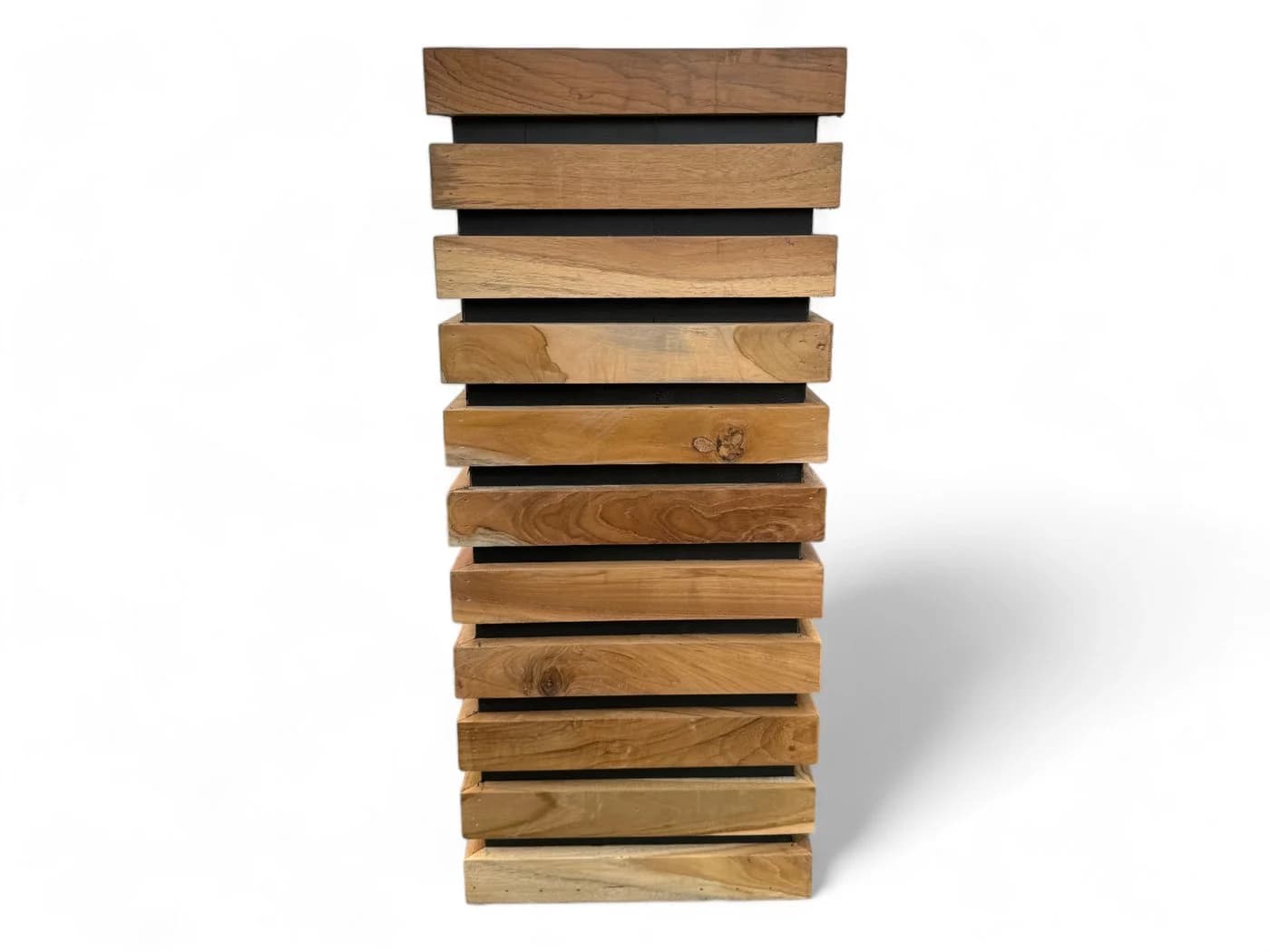 FaHome Blumenkasten Teakholz Modern mit Holzlatten
