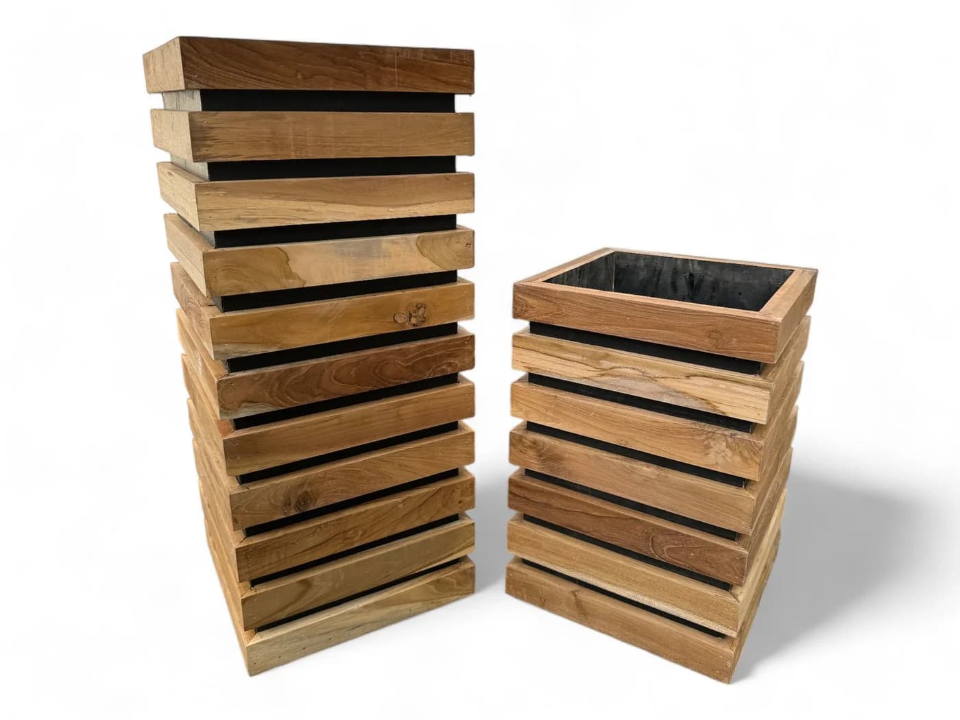 FaHome Blumenkasten Teakholz Modern mit Holzlatten - Bild 2