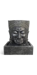 FaHome Zierbrunnen Khmer Kopf Springbrunnen Buddha Wasserfall Steinguss Bild 2