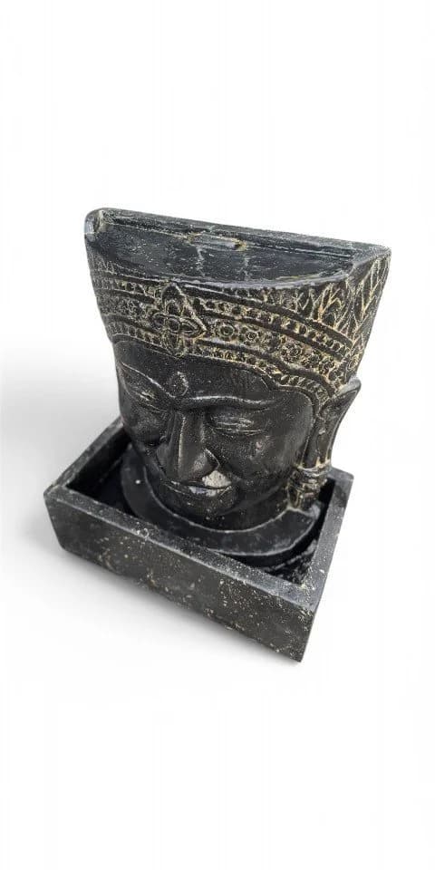 FaHome Zierbrunnen Khmer Kopf Springbrunnen Buddha Wasserfall Steinguss - Bild 3