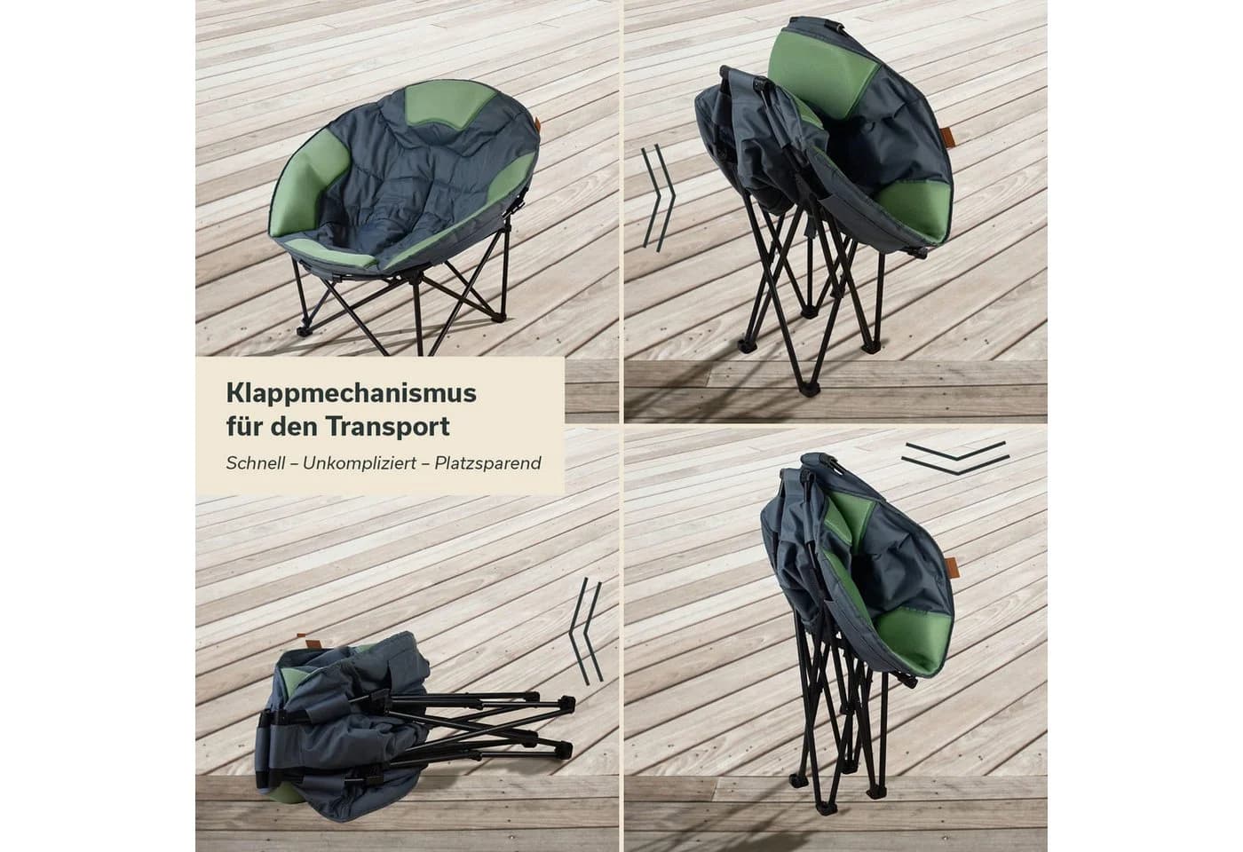 Skandika Moonchair Deluxe XXL Campingstuhl Grau Klappbar - Bild 4