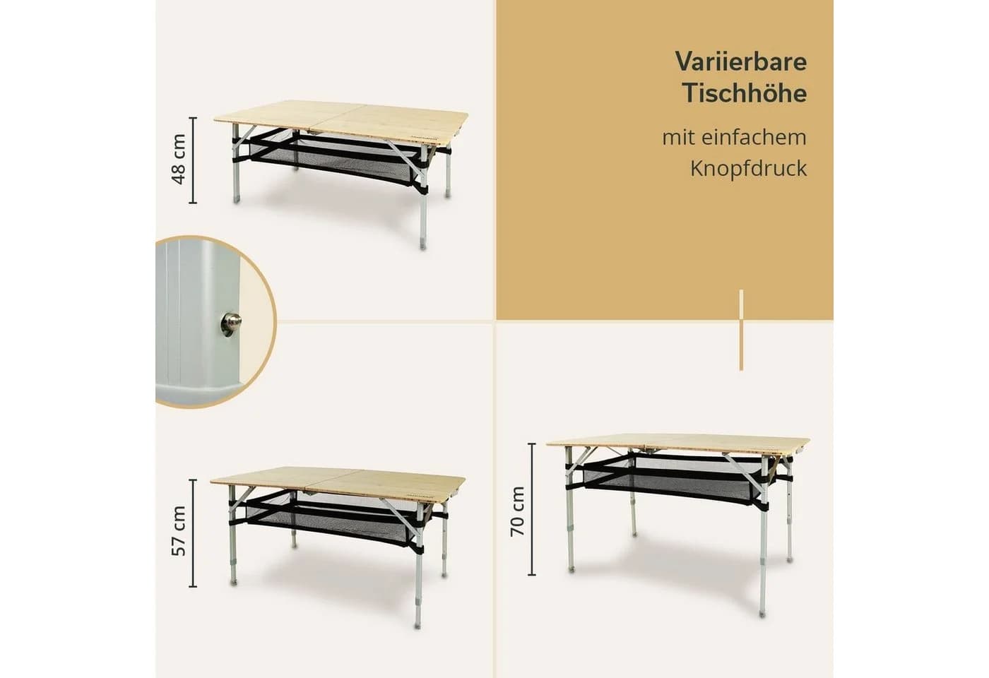 Skandika Campingtisch Tolja Bambus Falttisch silber - Bild 3
