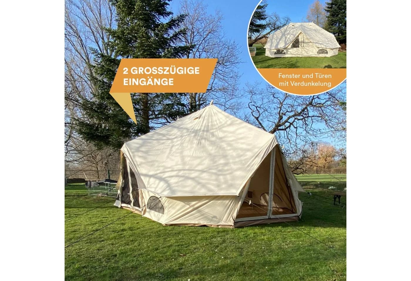 Skandika Tipi-Zelt Freya 12 Personen Baumwolle Beige