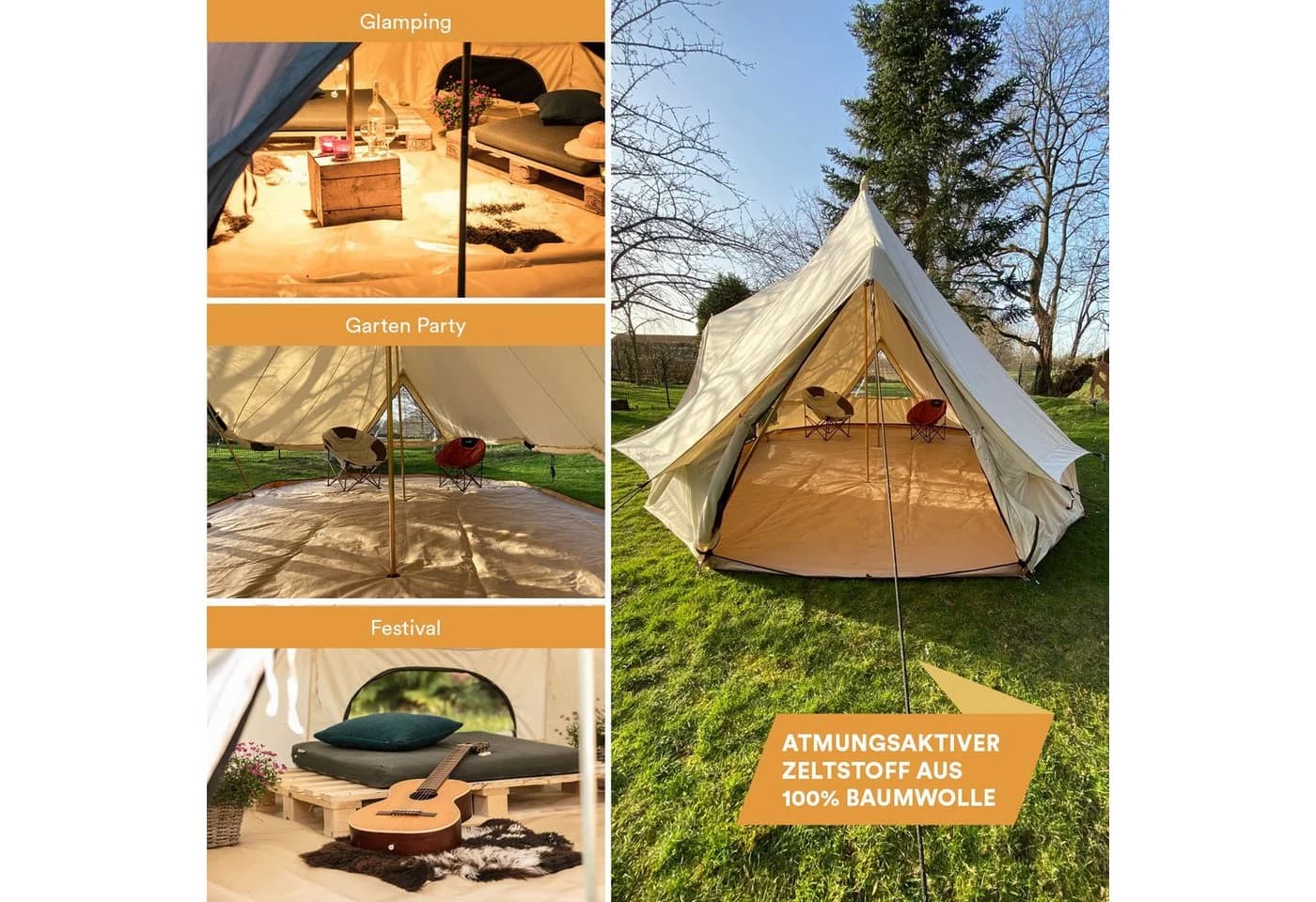 Skandika Tipi-Zelt Freya 12 Personen Baumwolle Beige - Bild 4