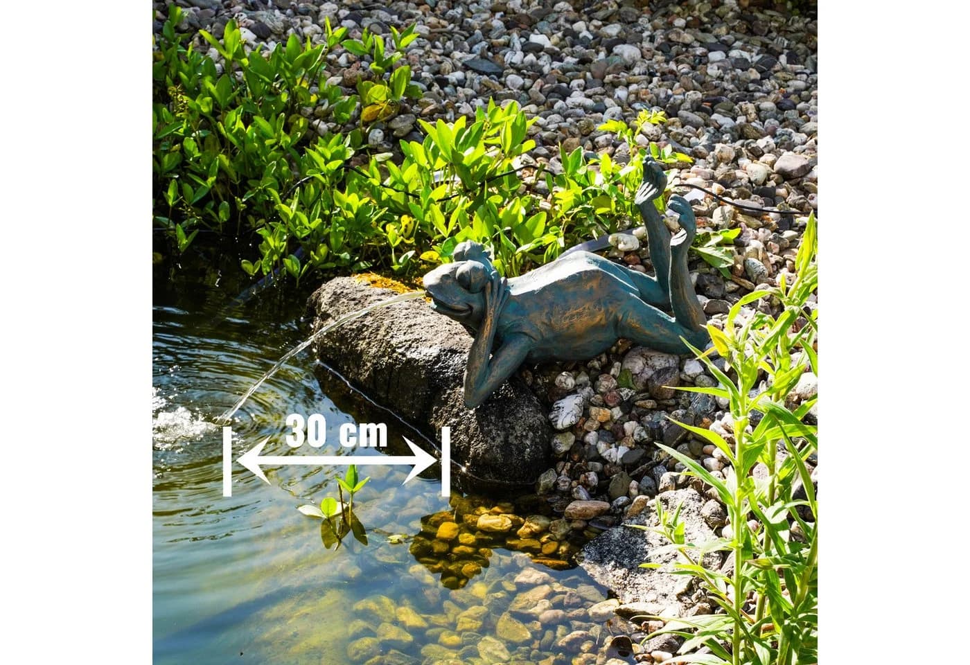 esotec Wasserspeier Frosch Liegend Grün Polyresin