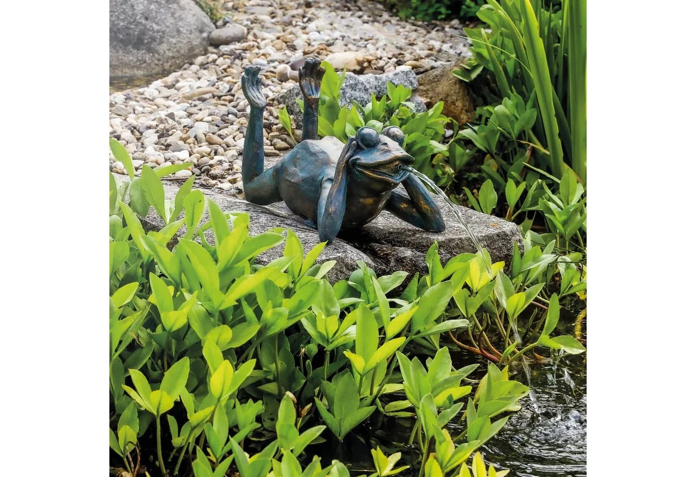 esotec Wasserspeier Frosch Liegend Grün Polyresin - Bild 3