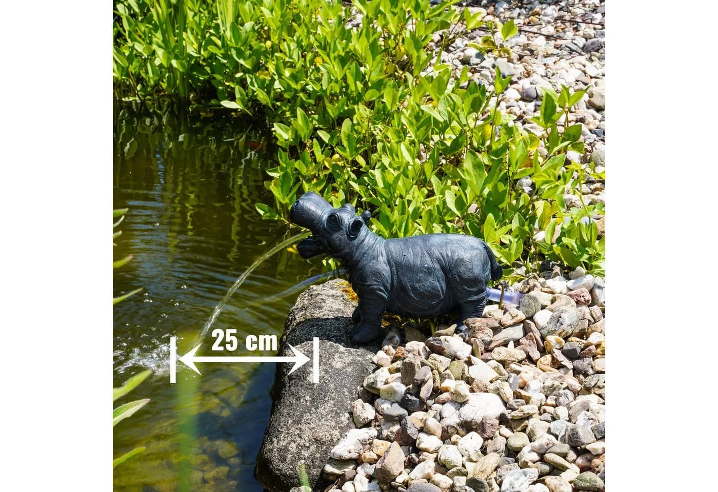 esotec Wasserspeier Flusspferd Hippo Polyresin mit Schlauch