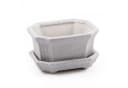 HappySeed Bonsai Schale Grau Keramik mit Untersetzer Bild 1