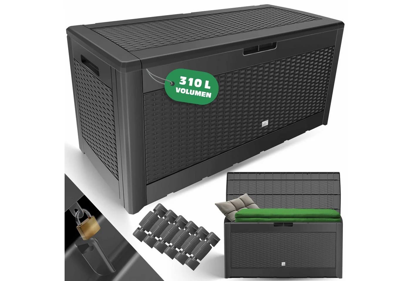 KESSER Auflagenbox 310 Liter mit Rollen Rattanoptik Wetterfest - Bild 3
