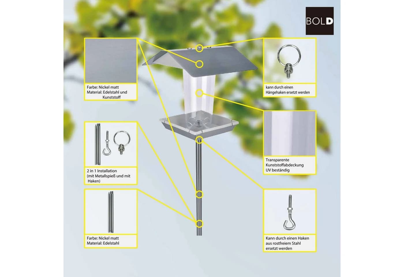 Die Bold GmbH Vogelhaus Picky Edelstahl - Bild 4