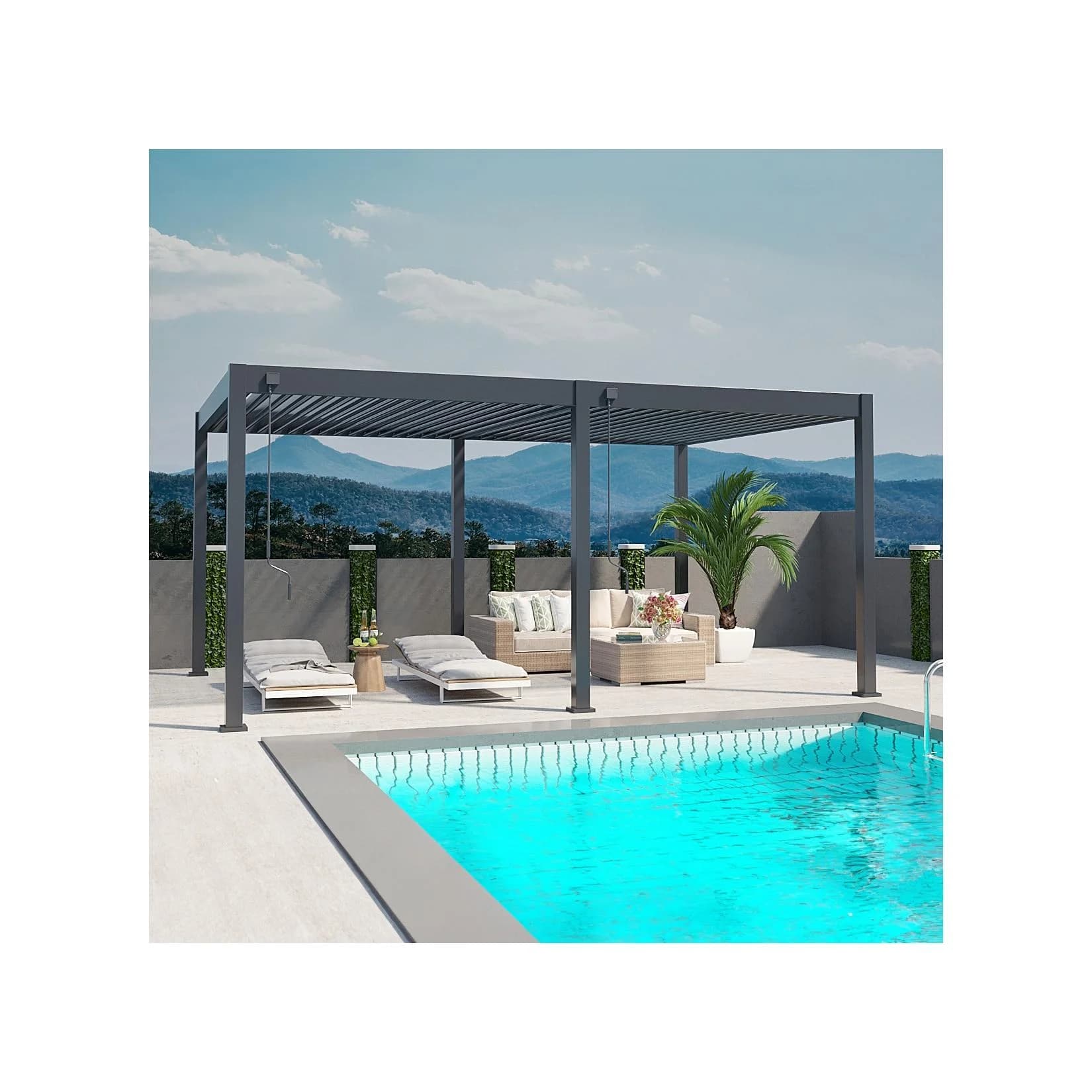 Weide Deluxe Pergola Voll Aluminium Lamellendach Anthrazit