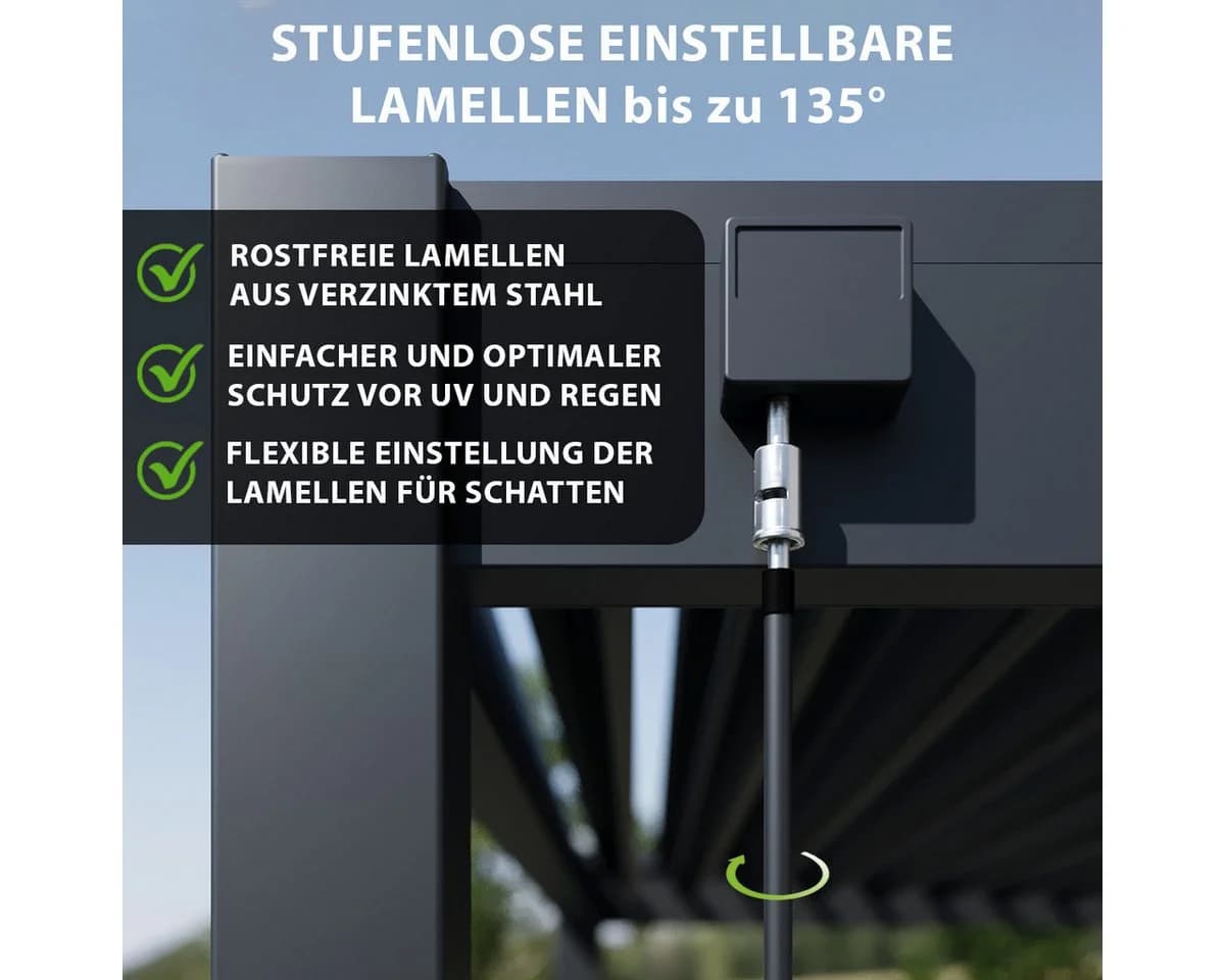 Weide Pergola Classic Pavillon Anthrazit Aluminium mit Lamellen - Bild 3
