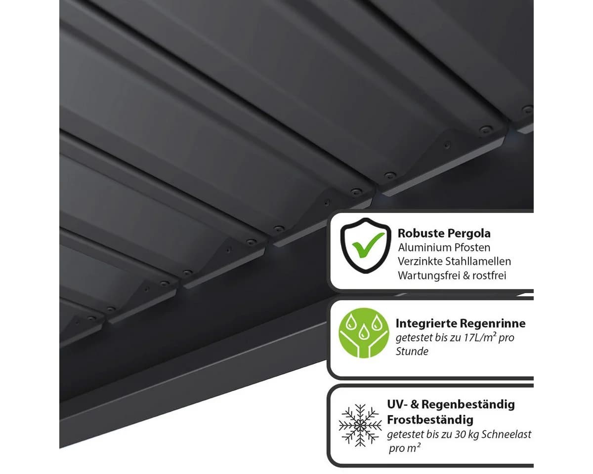 Weide Pergola Classic Pavillon Anthrazit Aluminium mit Lamellen - Bild 4