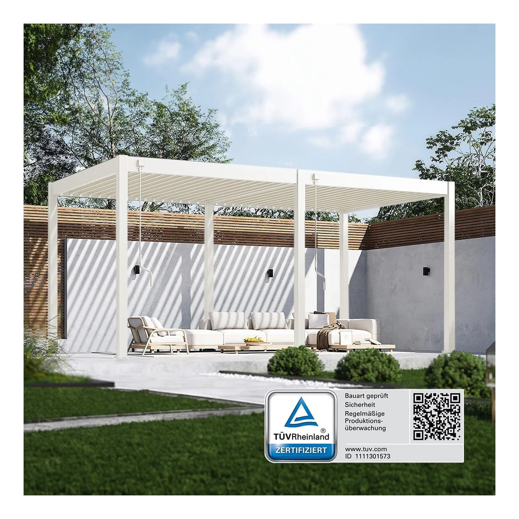 Weide Classic Pergola Aluminium freistehend Lamellendach weiß