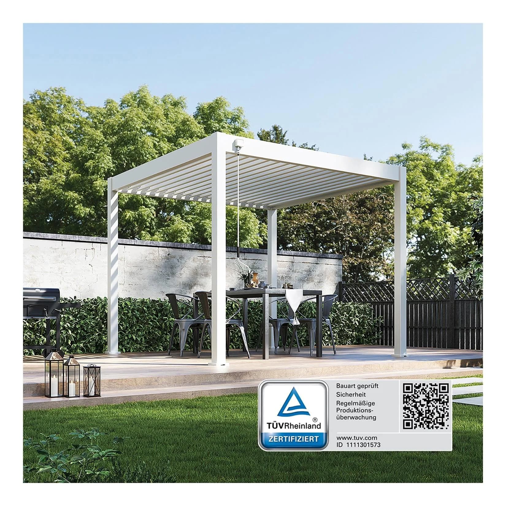 Weide Pergola Classic Terrassenüberdachung Weiß Aluminium
