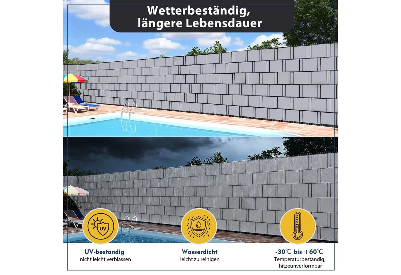 Sekey PVC Sichtschutzstreifen Grau blickdicht für Zaun - Bild 3