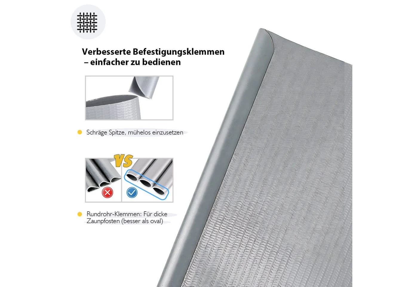 Sekey PVC Sichtschutzstreifen Grau blickdicht für Zaun - Bild 4