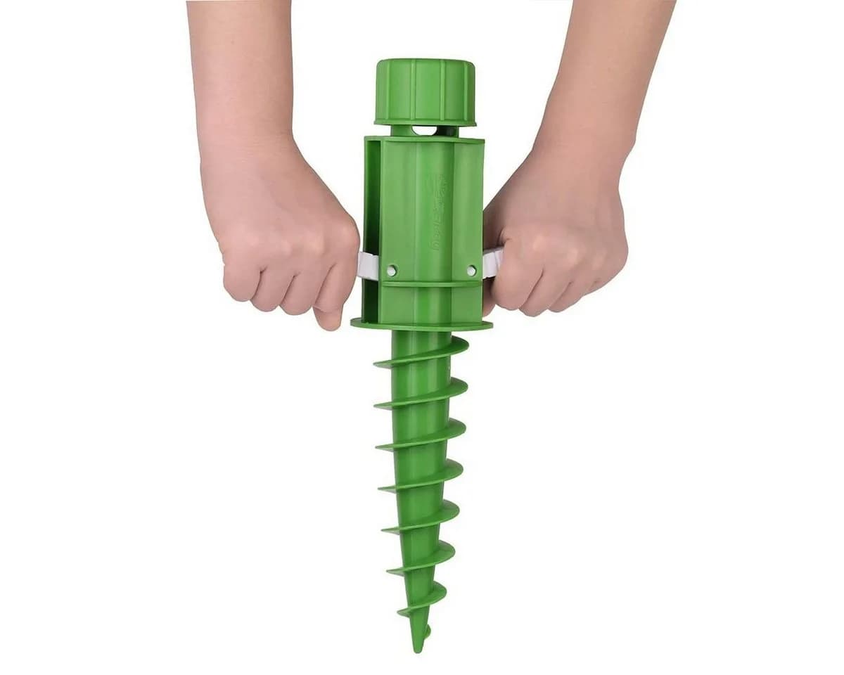 Sekey Sonnenschirmhalter Bodendübel mit Haken, für Stöcke bis Ø 32 mm, Grün/Weiß - Bild 4