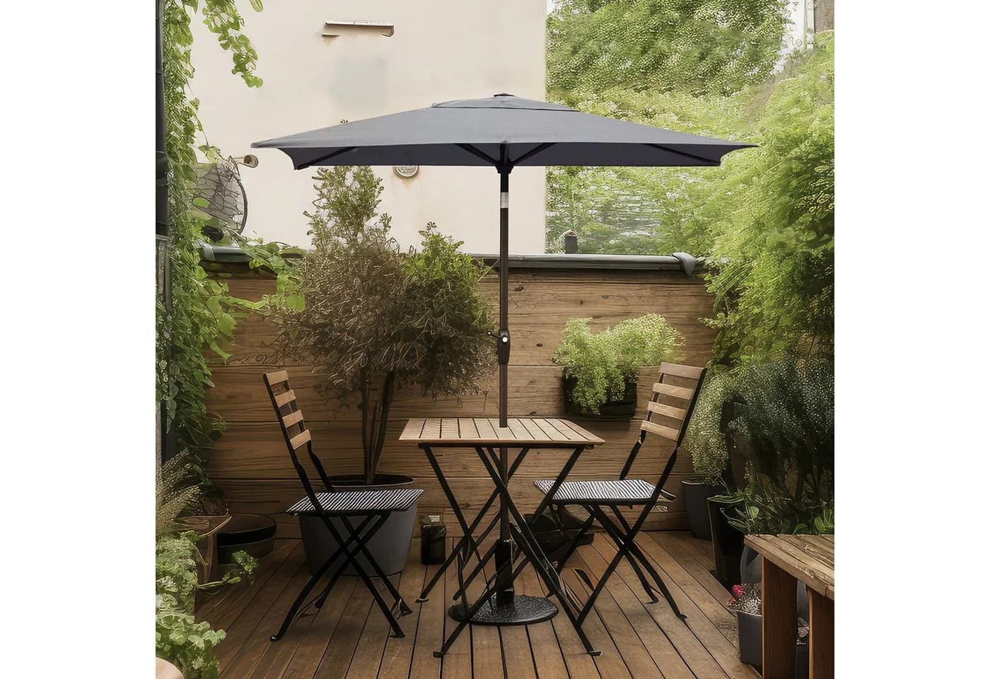 Sekey Aluminium Sonnenschirm Rechteckig Grau UV50+ mit Kurbel