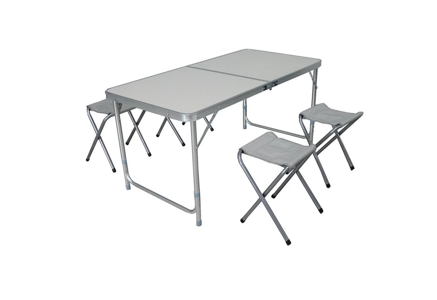 Mojawo Campingmöbel Set 5-tlg. Aluminium Klapptisch + 4 Klapphocker Grau - Bild 3