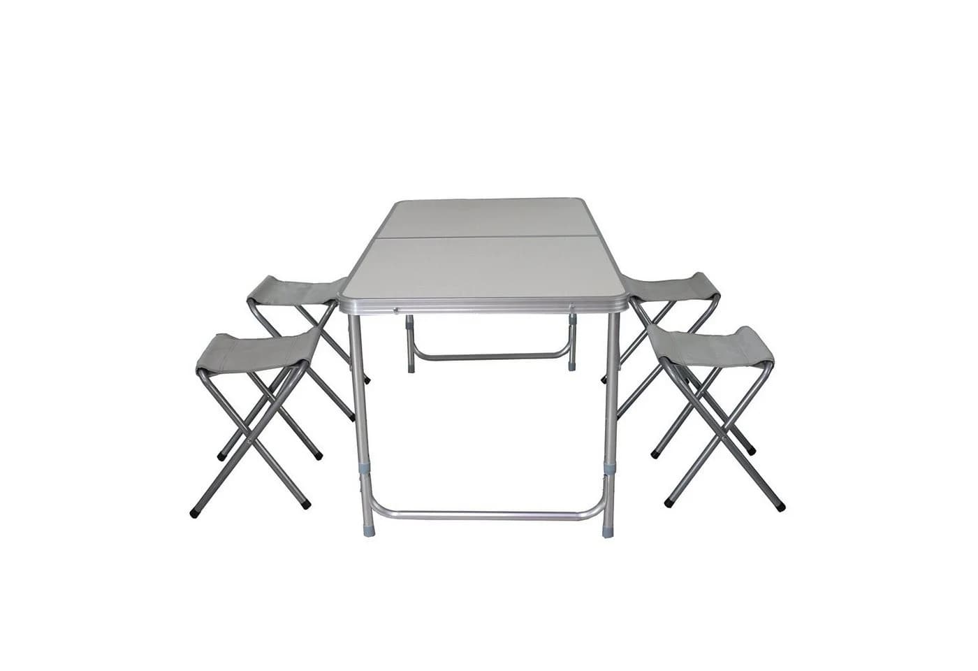 Mojawo Campingmöbel Set 5-tlg. Aluminium Klapptisch + 4 Klapphocker Grau - Bild 4