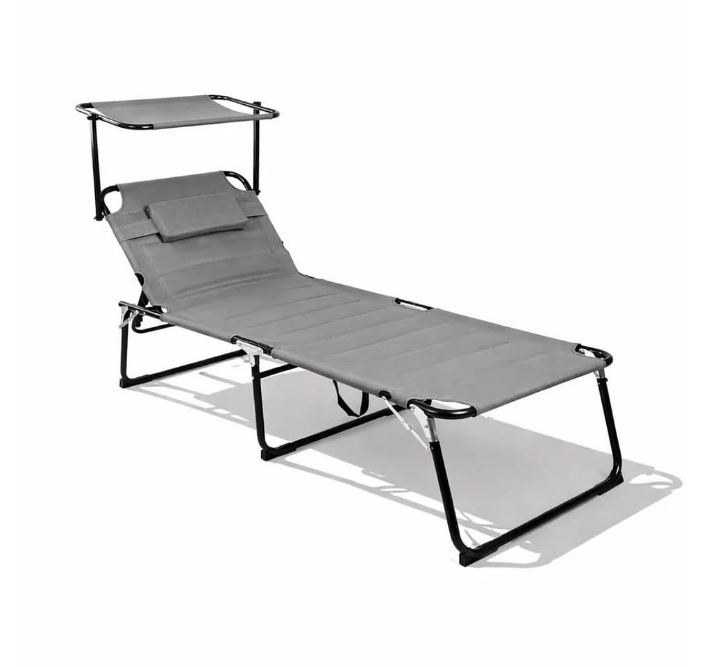 Mojawo Gartenliege Aluminium Grau mit Sonnendach - Bild 2