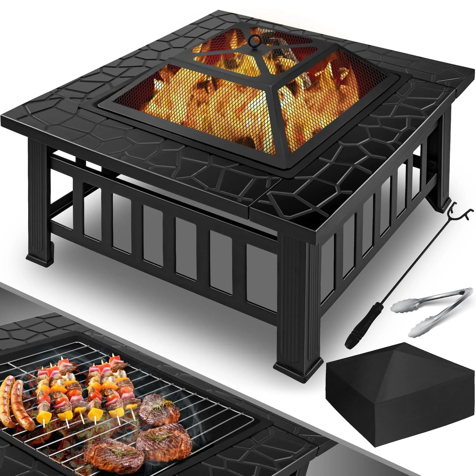 KESSER Multifunktionale Feuerstelle mit Grillrost Schwarz