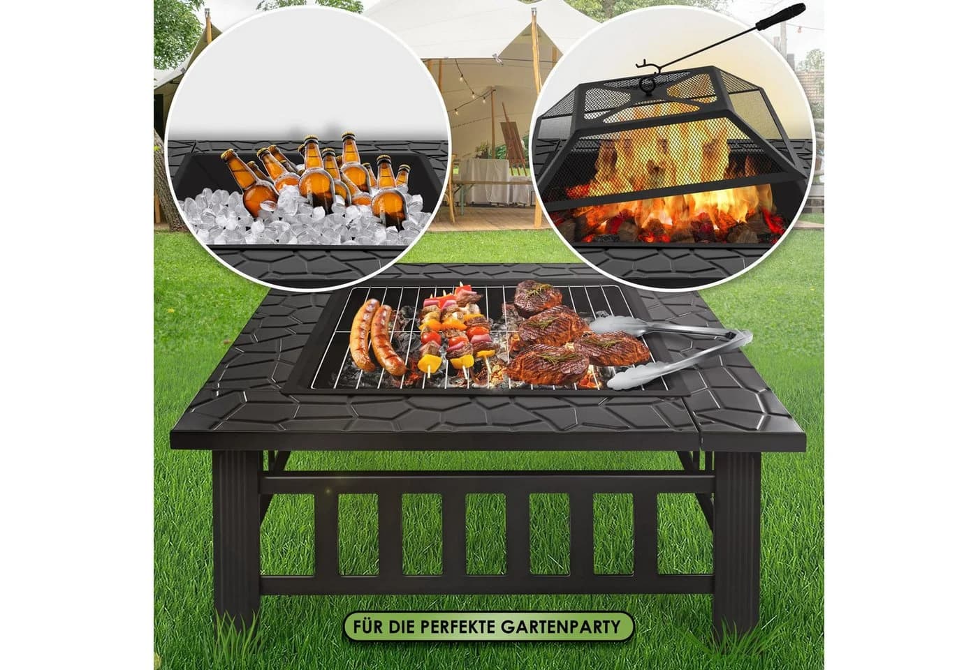 KESSER Multifunktionale Feuerstelle mit Grillrost Schwarz - Bild 4