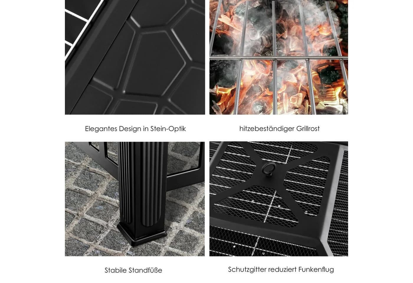 KESSER Multifunktionale Feuerstelle mit Grillrost Schwarz - Bild 5