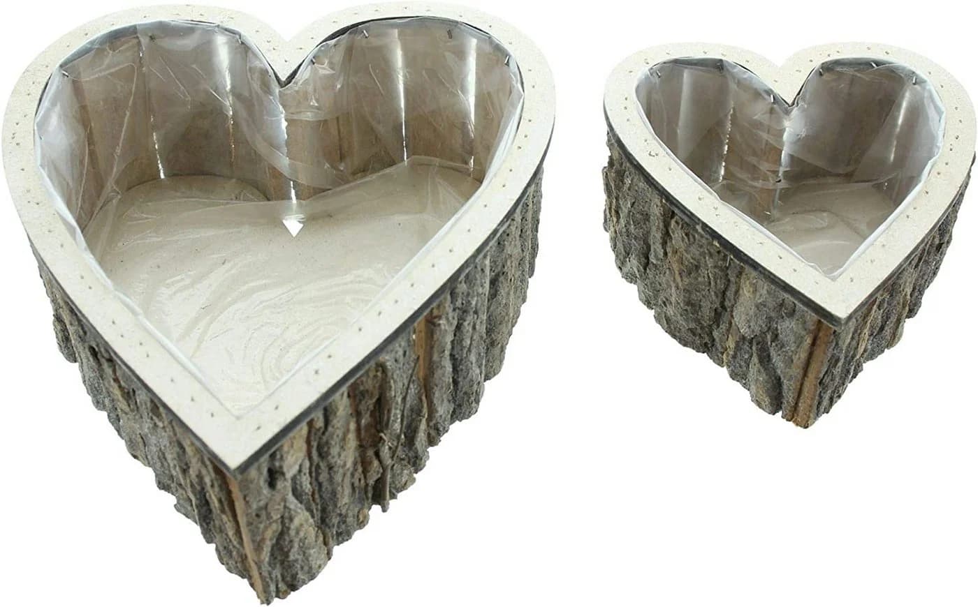Dekoleidenschaft Pflanzschale Herz aus Holz, rustikales Pflanzgefäß in Herzform, Kräutertopf (2 St., im Set), Pflanzring, Pflanztopf natur, Blumentopf, Gartendeko für Draußen - Bild 2