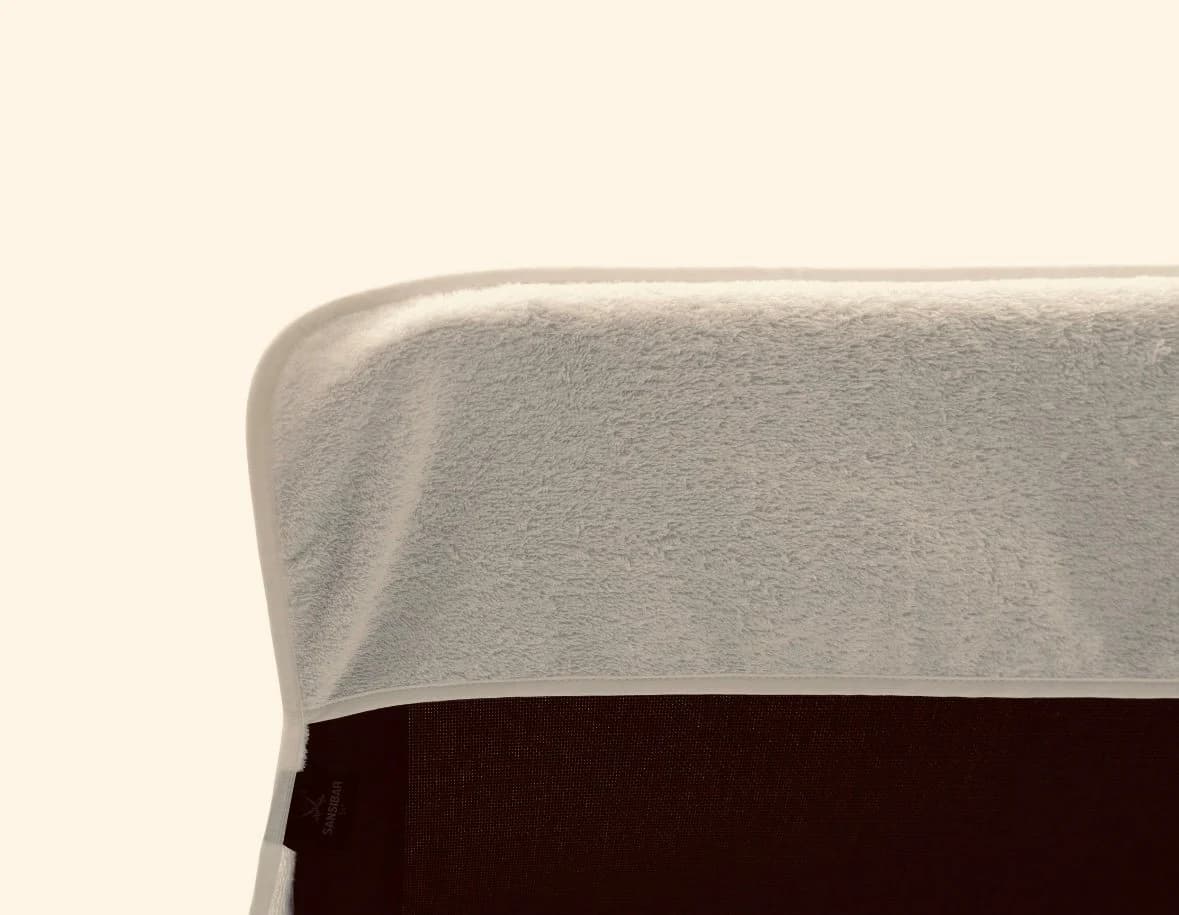Sansibar Sylt Saunatuch Schonbezug Liegenauflage Beige mit Stickerei - Bild 3